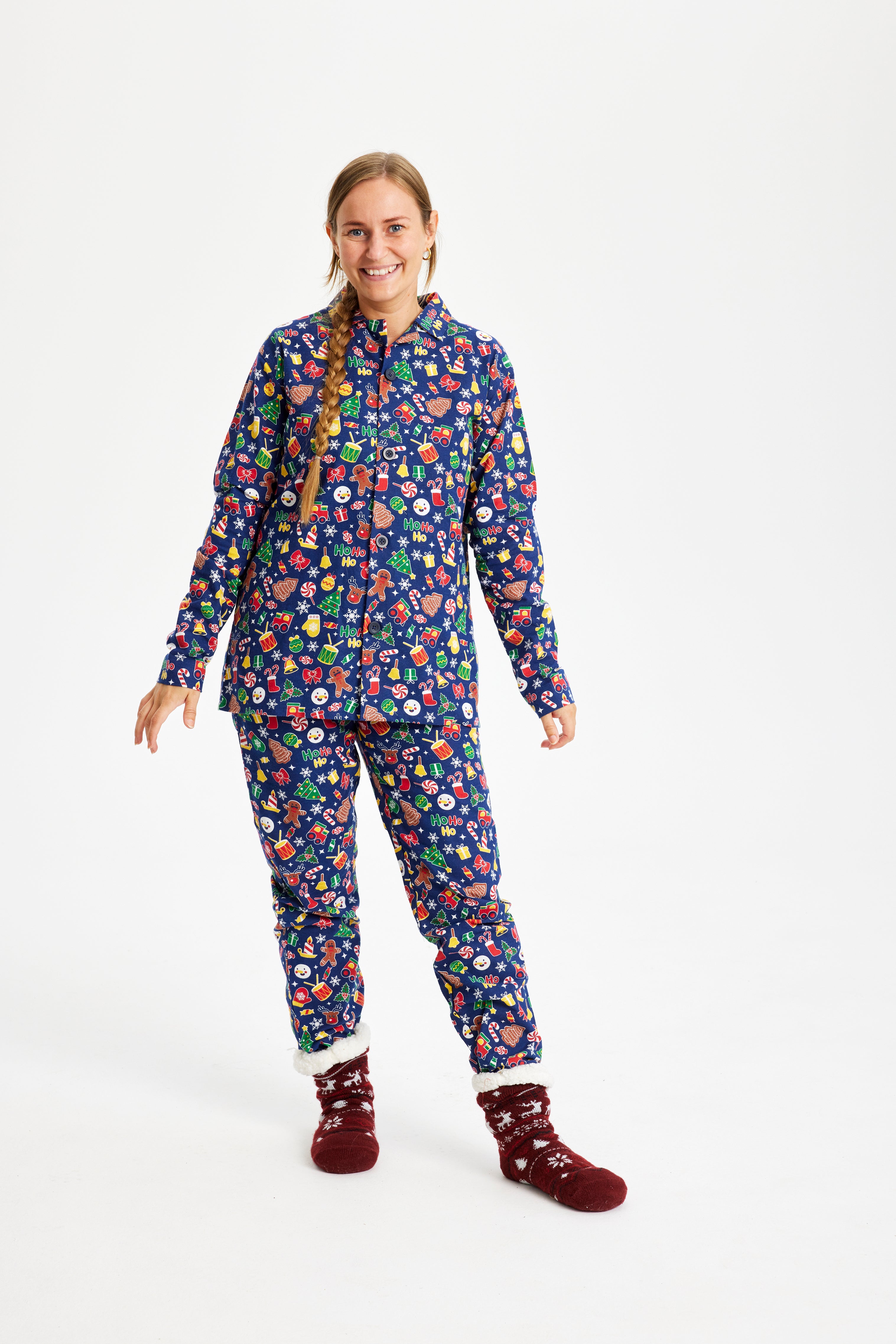 Crazy Christmas Pajamas Flannel navy - Women